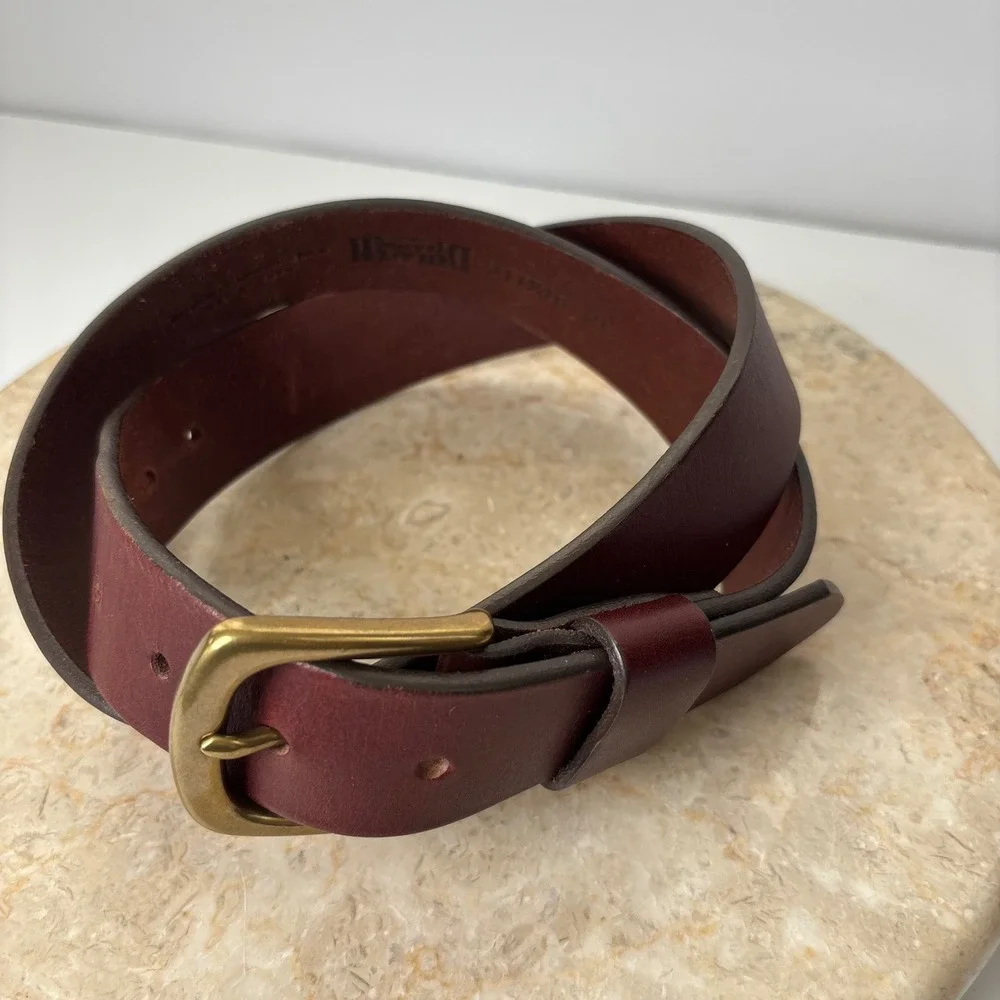 Mens Duluth Trading Company‎ Leather Belt Brass Buckle Classic Casual Dress Belt